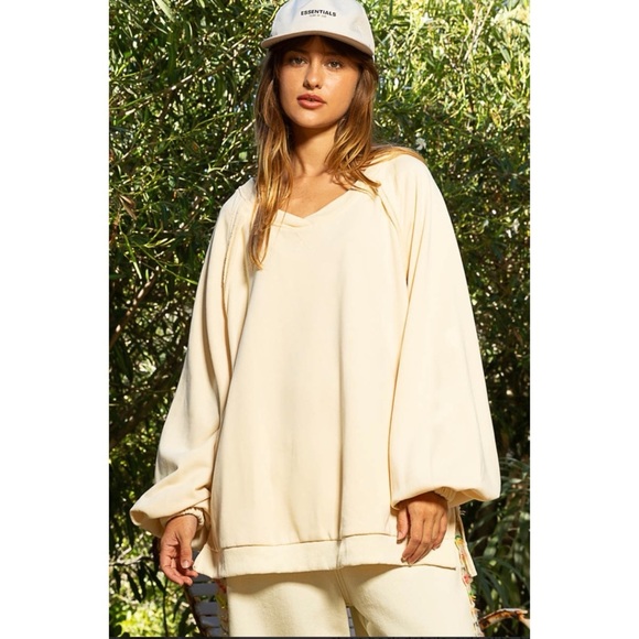POL Cream Criss Cross Back Slouchy French Terry Pullover - Picture 9 of 10